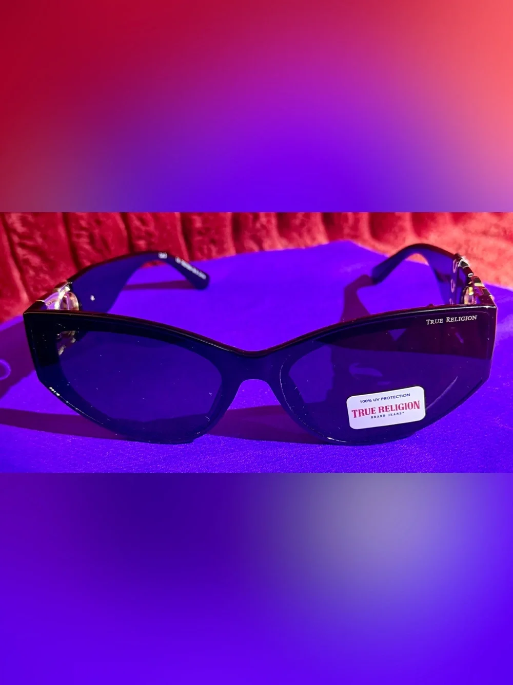 True Religion Glossy Black Cat-Eye Sunglasses